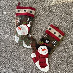 Hobby Lobby Snowman Stockings - Red, Green, and Brown